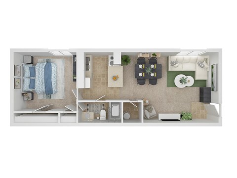 Floor plan for 1 bed, 1 bath, 650 sqft